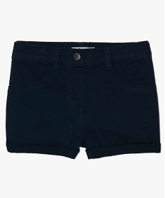 GEMO Short en coton stretch avec revers fille navy