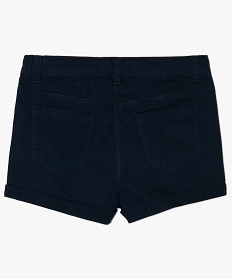 short en coton stretch avec revers fille bleu shortsA826601_3