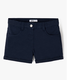 short en coton stretch avec revers fille navy shortsA826601_4