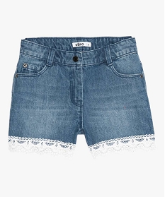 short fille en jean avec finitions dentelle bleu shortsA827901_1