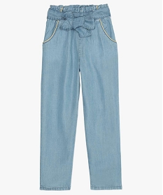 pantalon fille large et fluide en lyocell bleu jeansA830901_1