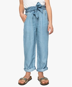 pantalon fille large et fluide en lyocell bleu jeansA830901_2