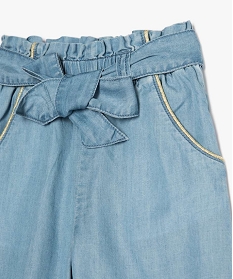 pantalon fille large et fluide en lyocell bleu jeansA830901_3