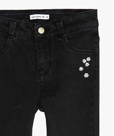 jean fille coupe slim avec fleurs brodees – lulucastagnette noir jeansA831101_3