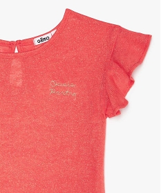 tee-shirt fille en fine maille pailletee avec manches a volants rose tee-shirtsA841301_3