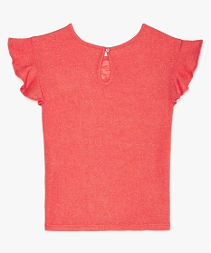 tee-shirt fille en fine maille pailletee avec manches a volants rose tee-shirtsA841301_4