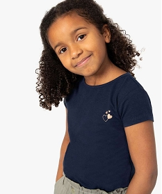 tee-shirt fille avec empiecement tulle et volant au dos bleu tee-shirtsA841501_1