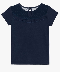 tee-shirt fille avec empiecement tulle et volant au dos bleu tee-shirtsA841501_4