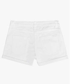 short fille en coton extensible avec revers cousus blanc shortsA845501_4