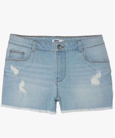 short en jean avec marques dusure bleu shortsA847101_1