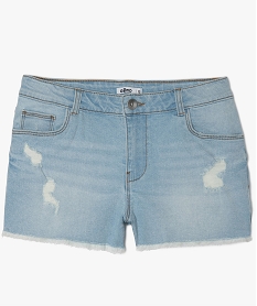 short en jean avec marques dusure bleu shortsA847101_4