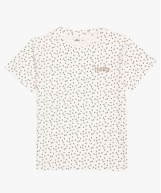 tee-shirt fille imprime avec broderie scintillante beigeA851901_2