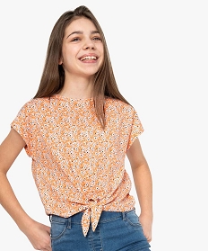 tee-shirt fille imprime avec nœud dans le bas orange tee-shirtsA854601_1