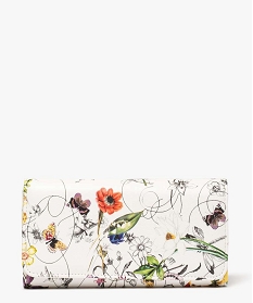 portefeuille femme motif fleurs avec rabat pressionne multicoloreA862401_1