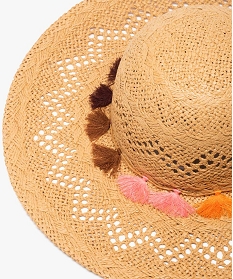 chapeau femme en paille a larges bords avec motifs fantaisie multicoloreA865401_2