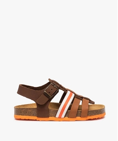 PANTACOURT RINSE NU-PIED MARRON/ORANGE:30121120115-Cuir vachette/Cuir porc/Elastomere/Non double/