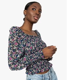 blouse femme smockee a motifs fleuris – lulucastagnette imprime blousesA880901_1