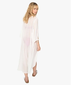kimono de plage femme en voile transparent blanc vetements de plageA887801_3
