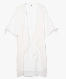 kimono de plage femme en voile transparent blanc vetements de plageA887801_4