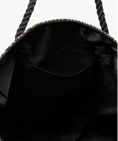 sac de plage femme avec natte en paille integree noir cabas - grand volumeA889001_3