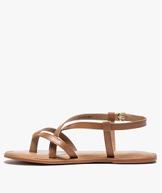 nu-pieds femme en cuir fines brides speciales pied large marron standard sandales plates et nu-piedsA890801_3