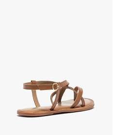 nu-pieds femme en cuir fines brides speciales pied large marron standard sandales plates et nu-piedsA890801_4