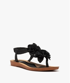 sandales femme a entre-doigt ornees de fleurs en relief - valentina baldano noir standard sandales plates et nu-piedsA897201_2