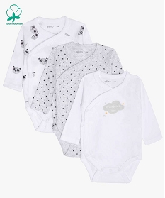 body bebe manches longues fermeture devant (lot de 3) blancA900601_1