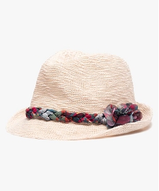 chapeau femme aspect tricote avec tresse coloree brunA901301_1