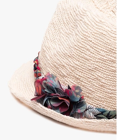 chapeau femme aspect tricote avec tresse coloree brunA901301_2