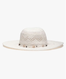 chapeau femme en paille a larges bords avec motifs fantaisie blancA901401_1