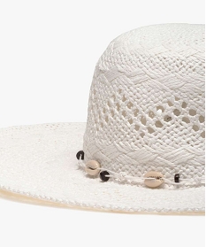chapeau femme en paille a larges bords avec motifs fantaisie blancA901401_2