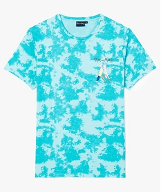 tee-shirt homme tie-and-dye a manches courtes - rick and morty bleu tee-shirtsA904801_1