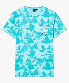 tee-shirt homme tie-and-dye a manches courtes - rick and morty bleu tee-shirtsA904801_4