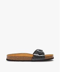 GEMO Mules fille à talon plat et large bride à boucle Noir