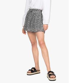 short femme plisse avec ceinture elastiquee imprime shortsA932501_1