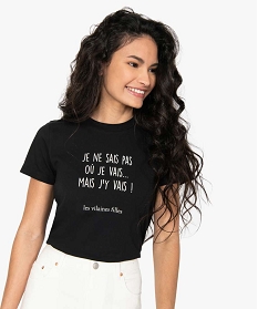 tee-shirt femme a message fantaisie - gemo x les vilaines filles noir t-shirts manches courtesA935001_2
