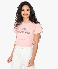 tee-shirt femme a message fantaisie - gemo x les vilaines filles rose t-shirts manches courtesA935101_2