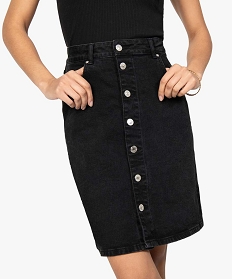 jupe femme en jean mi-longue boutonnee sur lavant noir jupes en jeanA936701_2