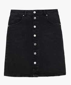 jupe femme en jean mi-longue boutonnee sur lavant noir jupes en jeanA936701_4