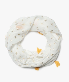 foulard fille tour de cou multiposition motif dore et pompons blanc foulards echarpes et gantsA945801_1