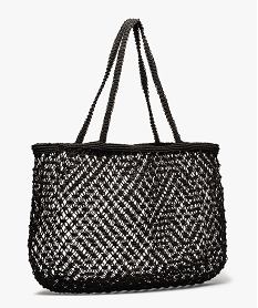 sac de plage femme macrame en jute noir cabas - grand volumeA953001_2