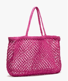 sac de plage femme macrame en jute rose cabas - grand volumeA953101_2