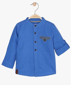 chemise bebe garcon a manches longues et col mao bleuA991101_1