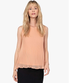 chemise femme plissee sans manches avec dentelle rose chemisiersB188901_1