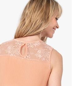 chemise femme plissee sans manches avec dentelle rose chemisiersB188901_2