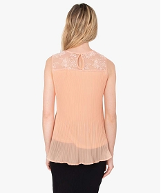 chemise femme plissee sans manches avec dentelle rose chemisiersB188901_3