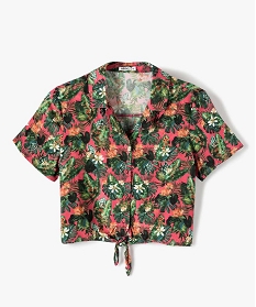 GEMO Chemise fille coupe courte à nouer dans le bas Rose