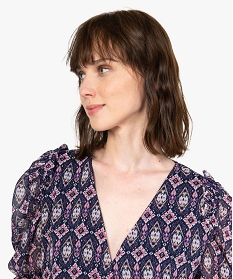 blouse femme cache-cour a manches bouffantes et motifs imprime blousesB209301_2