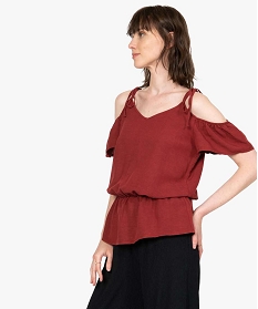 blouse femme unie avec epaules denudees rouge blousesB209401_1